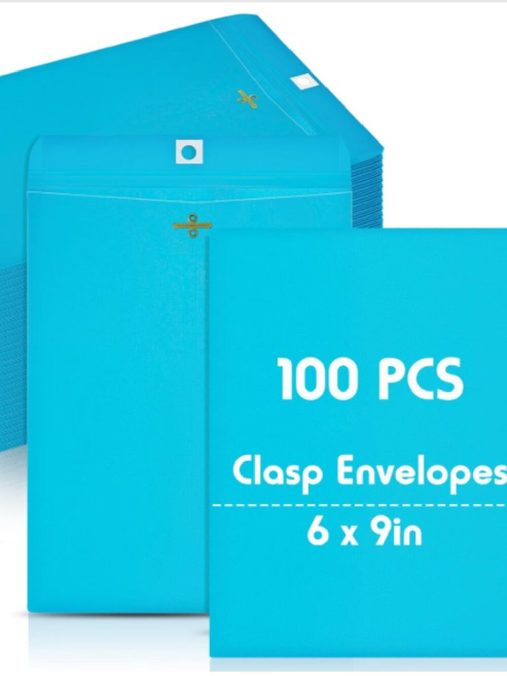 Geyee 100 Pcs 6 x 9 Inch Blue Clasp Manilla Envelopes Mailing | Gummed Seal, Doc